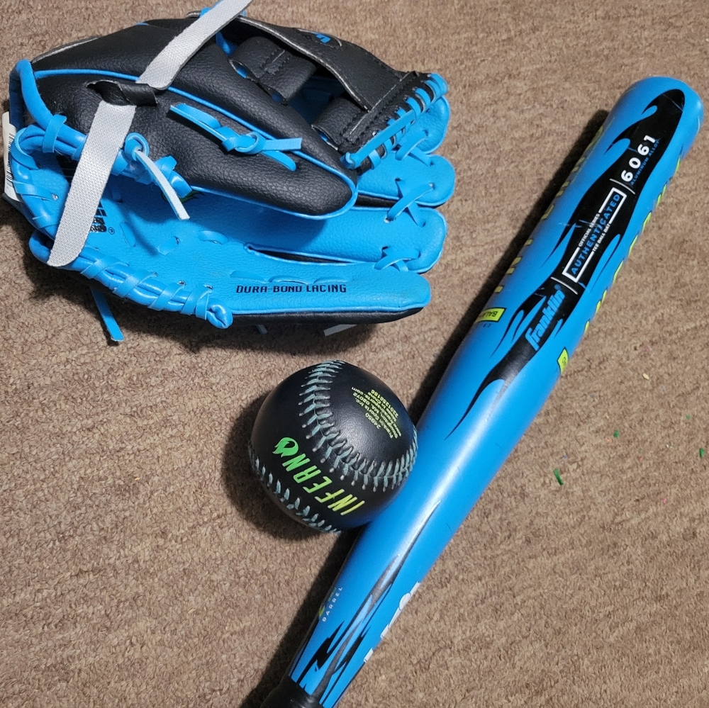 Baseball Inferno Teeball Set - Bat (25"), Glove & Ball Set